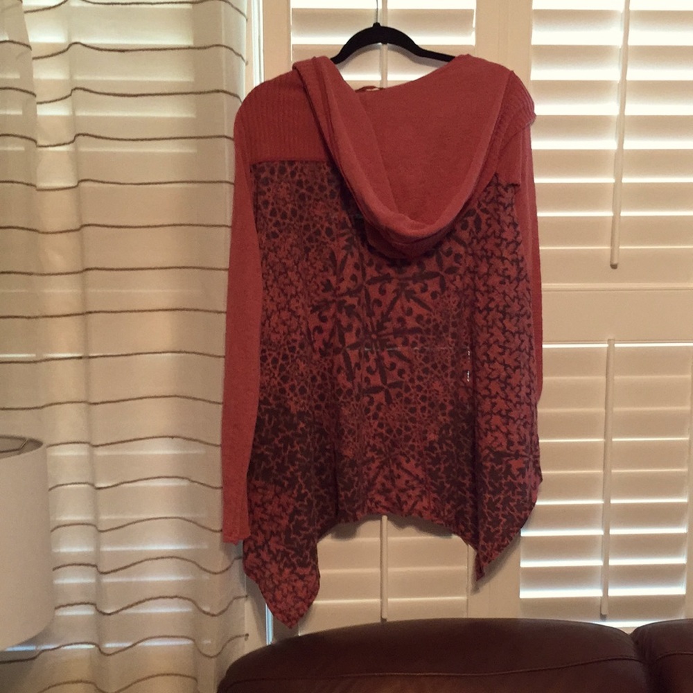 Prana pink-pattern cardigan with hood